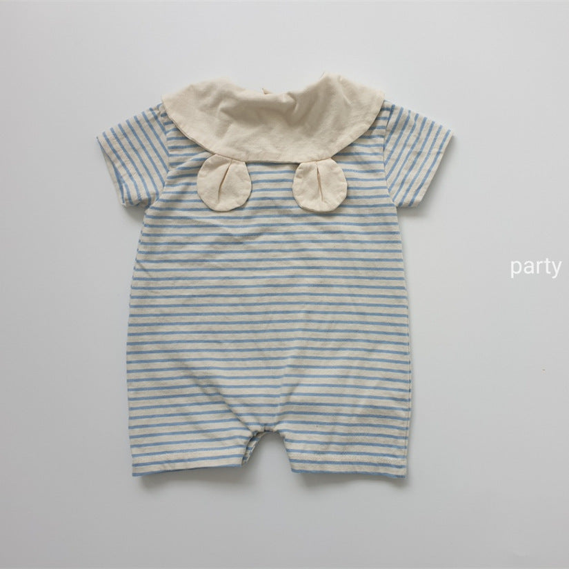  【N3173】夏季款 嬰幼兒童包屁衣 翻領條紋爬服-2色Baby Parks 童裝批發 Baby Parks 童裝批發