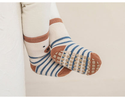 【Y2093005】0-5歲 嬰兒地板襪秋冬室內防滑學步襪中筒棉-5色