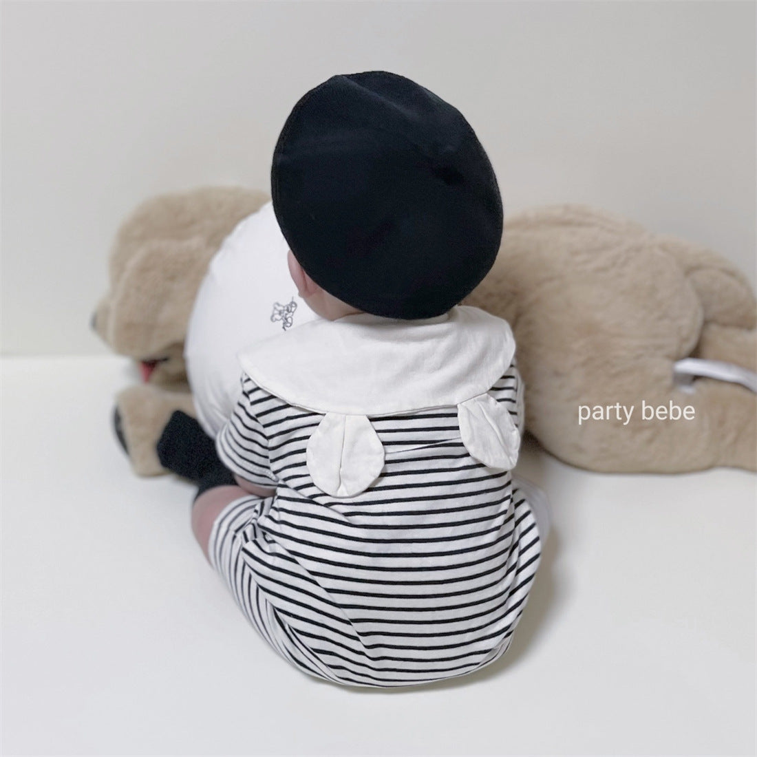  【N3173】夏季款 嬰幼兒童包屁衣 翻領條紋爬服-2色Baby Parks 童裝批發 Baby Parks 童裝批發