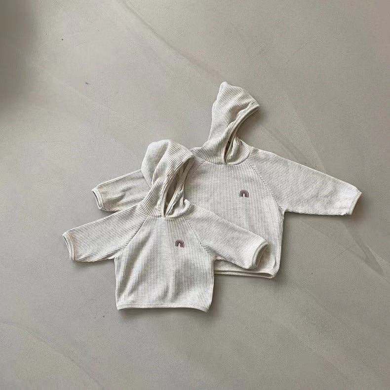  【K3030304】童裝秋季嬰幼兒套裝-華夫格刺繡+彩虹，韓版童裝 childhoodBaby Parks 童裝批發 Baby Parks 童裝批發